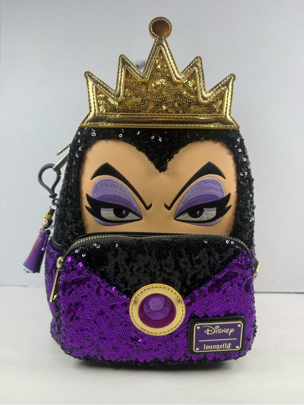 Loungefly Evil Queen Sequin Mini Backpack, Wallet, and Charm - Exclusive HTF - Picture 4 of 8